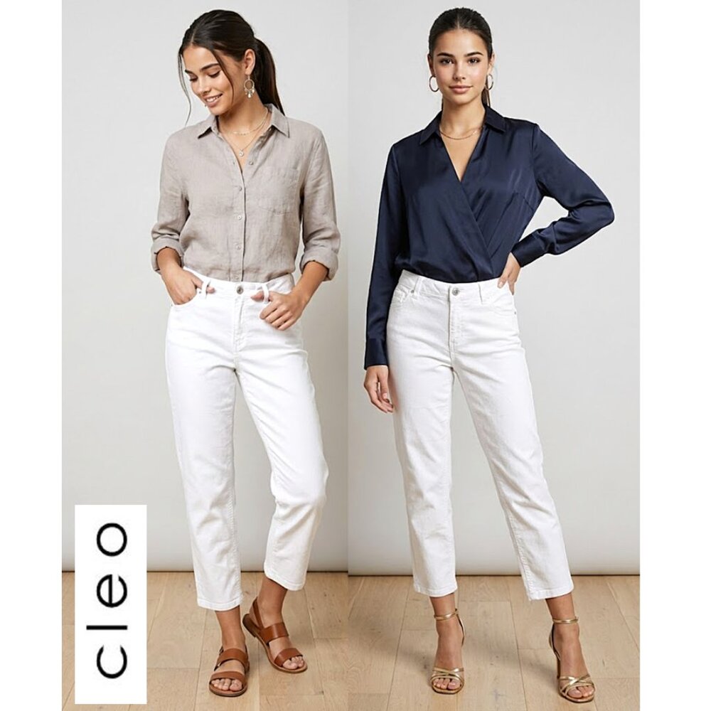 (3 for $30) CLEO - White cotton blend ankle length jeans